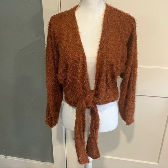 Triple Seven Rust Eyelash Knot Cardigan Sz Small - Picture 1 of 8